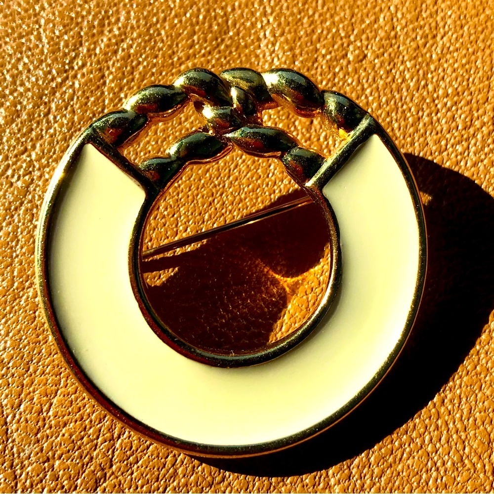 Vintage enamel brooch Monet Gold tone